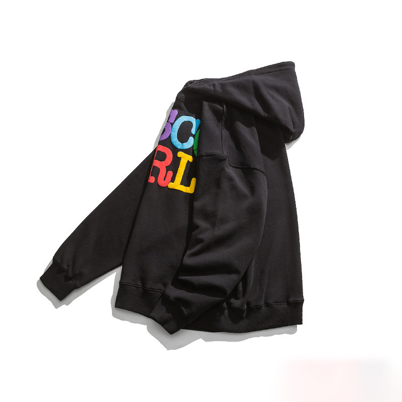 Factory custom European and American loose spring and autumn color matching pullover sweater 3d bubble printing fleece men's hoodie coat