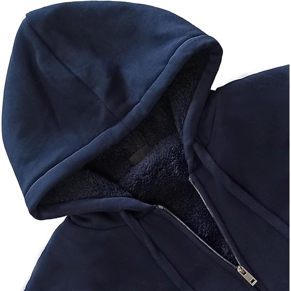Navy Full-Zip Hooded Sweatshirt with Fleece Lining