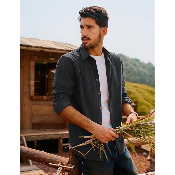 Charcoal Button-Front Long-Sleeve Shirt